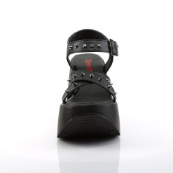 Demonia DYNAMITE-02 Black Vegan Wedge Platform Sandal