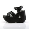 Demonia DYNAMITE-02 Black Vegan Wedge Platform Sandal