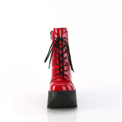 Demonia DYNAMITE-106 Red Patent Platform Wedge Boots