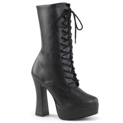 Pleaser ELECTRA-1020 Black Vegan Leather Ankle Boots
