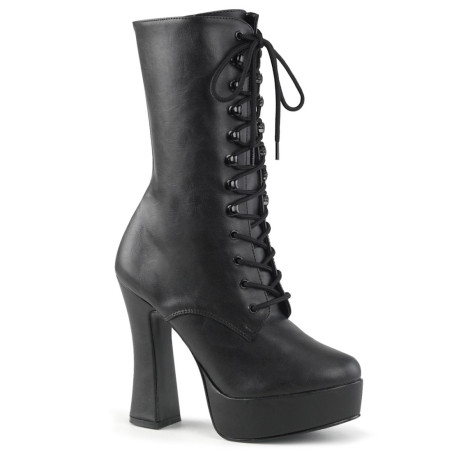Pleaser ELECTRA-1020 Black Vegan Leather Ankle Boots