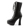 Pleaser ELECTRA-1020 Black Vegan Leather Ankle Boots