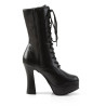 Pleaser ELECTRA-1020 Black Vegan Leather Ankle Boots