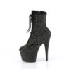 Pleaser ADORE-1020RM Black Vegan Suede Strass Mesh Boots