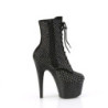 Pleaser ADORE-1020RM Black Vegan Suede Strass Mesh Boots