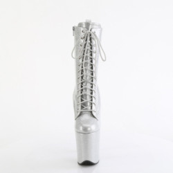 Pleaser FLAMINGO-1040GP Silver Glitter Patent Boots