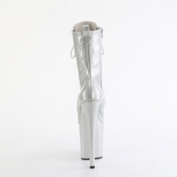 Pleaser FLAMINGO-1040GP Silver Glitter Patent Boots