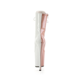Pleaser FLAMINGO-1040TT Blush White Patent Ankle Boots