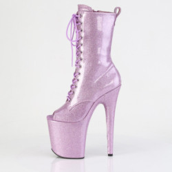 Pleaser FLAMINGO-1041GP Lila Glitter Patent Ankle Boots