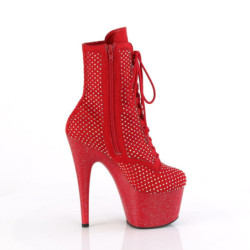 Pleaser ADORE-1020RM Red Vegan Suede Strass Mesh Sale