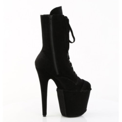 Pleaser FLAMINGO-1045VEL Black Velvet Ankle Boots