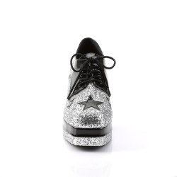 Funtasma ROCK-02 Black Silver Glitter 70s Disco Shoes Men