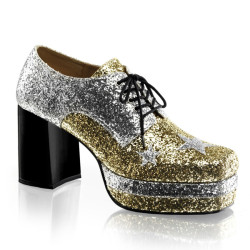 Funtasma ROCK-02 Silver Gold Glitter 70s Disco Shoes Men