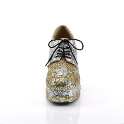 Funtasma ROCK-02 Silver Gold Glitter 70s Disco Shoes Men