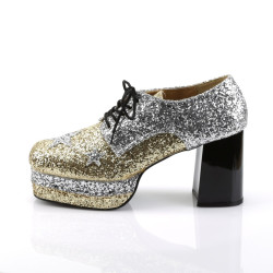 Funtasma ROCK-02 Silver Gold Glitter 70s Disco Shoes Men