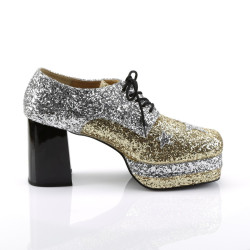 Funtasma ROCK-02 Silver Gold Glitter 70s Disco Shoes Men