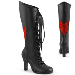 Demonia GLAM-243 Black Red Vegan Knee High Boots