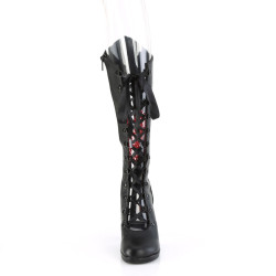Demonia GLAM-243 Black Red Vegan Knee High Boots