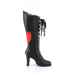 Demonia GLAM-243 Black Red Vegan Knee High Boots