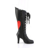 Demonia GLAM-243 Black Red Vegan Knee High Boots