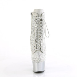 Pleaser ADORE-1020RM Silver Vegan Sude Strass Mesh Sale