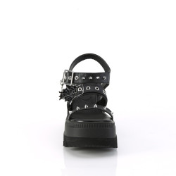 Demonia SHAKER-13 Black Vegan Platform Wedge Sandals