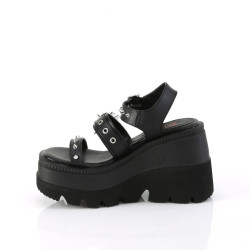 Demonia SHAKER-13 Black Vegan Platform Wedge Sandals