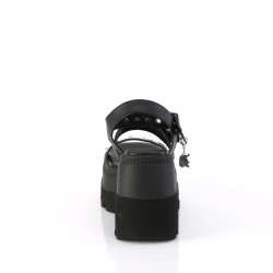 Demonia SHAKER-13 Black Vegan Platform Wedge Sandals