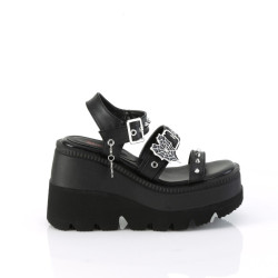 Demonia SHAKER-13 Black Vegan Platform Wedge Sandals