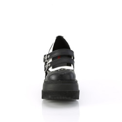 Demonia SHAKER-27 Black White Platform Wedge Pumps