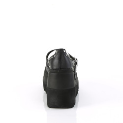 Demonia SHAKER-27 Black White Platform Wedge Pumps