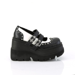 Demonia SHAKER-27 Black White Platform Wedge Pumps