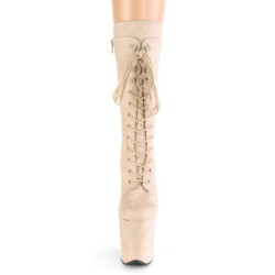 Pleaser FLAMINGO-1050FS Beige Vegan Suede Ankle Boots