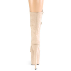 Pleaser FLAMINGO-1050FS Beige Vegan Suede Ankle Boots