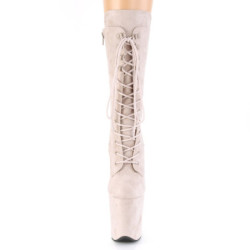 Pleaser FLAMINGO-1050FS Nude Vegan Suede Ankle Boots