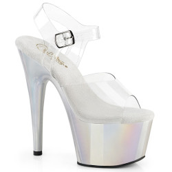 Pleaser ADORE-708LQ Silver Hologram Platform High Heels