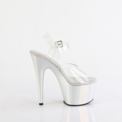 Pleaser ADORE-708LQ Silver Hologram Platform High Heels