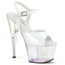 Pleaser ADORE-709HT White Hologram High Heeled Sandals