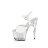 Pleaser ADORE-709HT White Hologram High Heeled Sandals