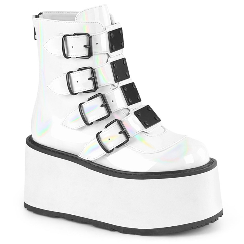 Demonia DAMNED-105 White Hologram Platform Boots Demonia DAMNED-105 White Hologram Platform Boots