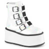 Demonia DAMNED-105 White Hologram Platform Boots