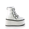 Demonia DAMNED-105 White Hologram Platform Boots