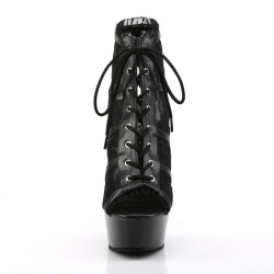 Pleaser DELIGHT-696LC Black Mesh Lace Ankle Boots
