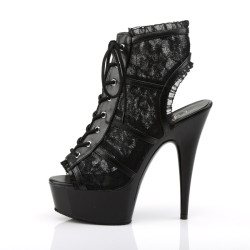 Pleaser DELIGHT-696LC Black Mesh Lace Ankle Boots