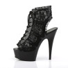 Pleaser DELIGHT-696LC Black Mesh Lace Ankle Boots