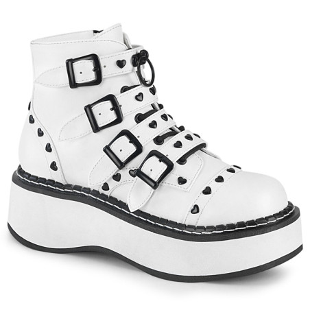 Demonia EMILY-315 White Vegan Platform Buckle Boots