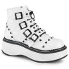 Demonia EMILY-315 White Vegan Platform Buckle Boots