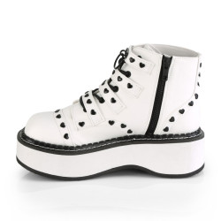 Demonia EMILY-315 White Vegan Platform Buckle Boots