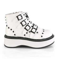 Demonia EMILY-315 White Vegan Platform Buckle Boots