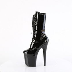 Pleaser FLAMINGO-1054 Black Patent Women Ankle Boots
